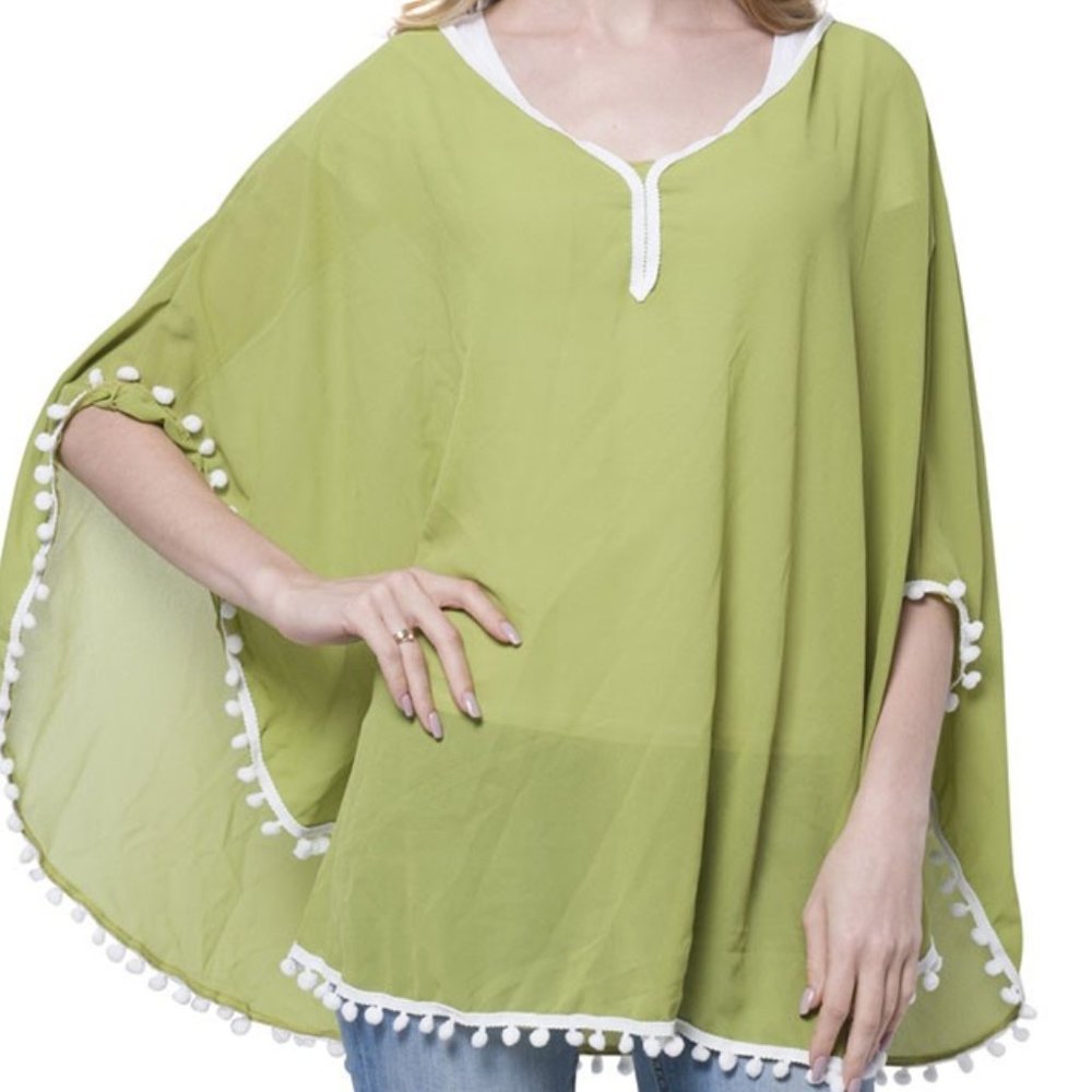 Lime Green Poncho bathing suite cover.